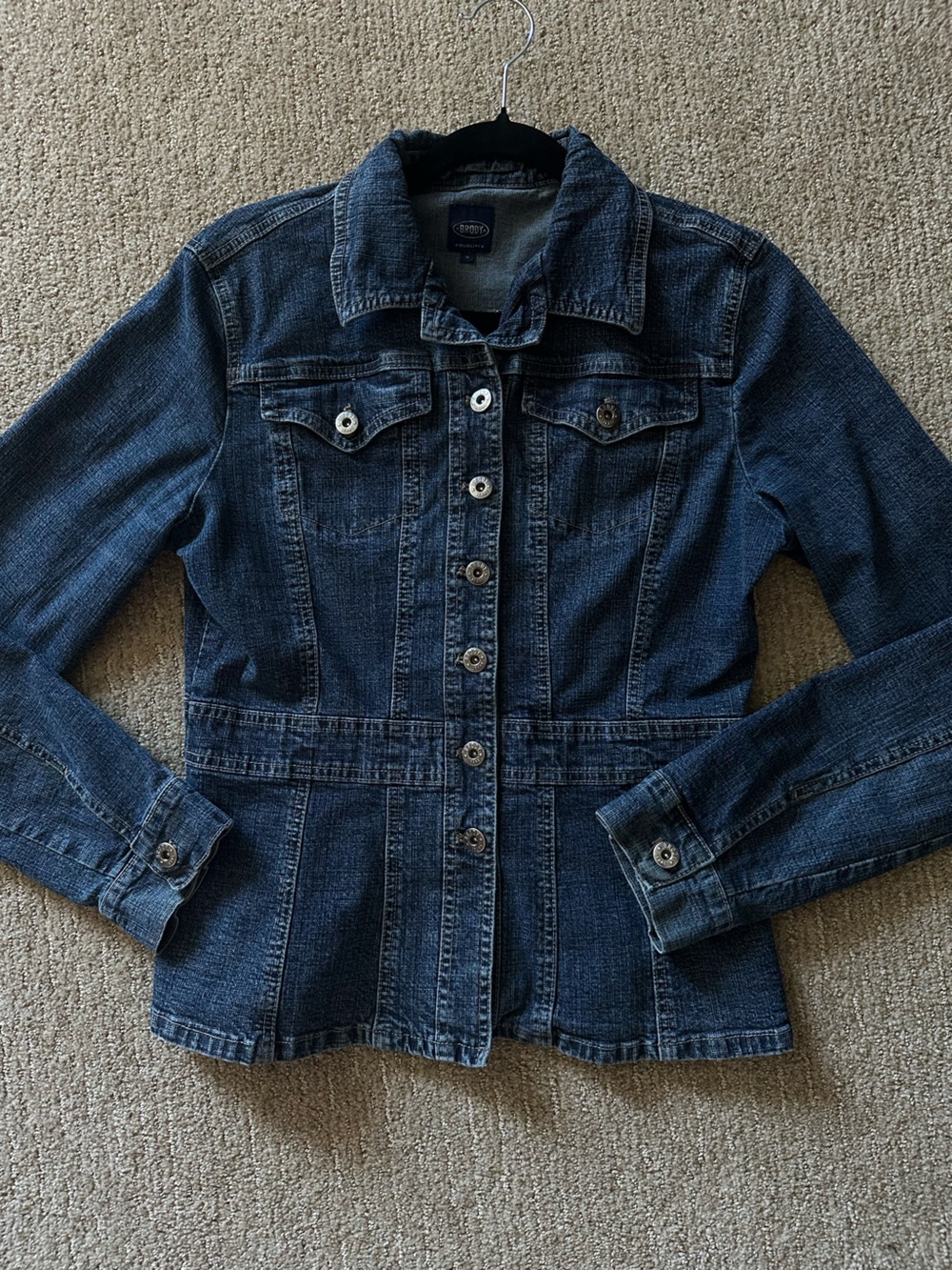 Vintage Brody Dark Wash Denim Jacket | Tailored Y2K Fitted Trucker Coat Medium